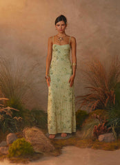 Celandine Beaded Maxi Dress - Lime