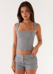 Clayton Tailored Shorts - Black Gingham