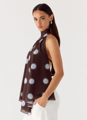 Corrida Backless Top - Chocolate Blue Dot