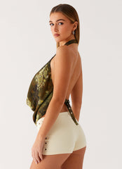 Gliese Cowl Neck Top - Cyber Floral