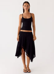 Kia Low Rise Asymmetrical Midi Skirt - Black