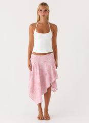 Kia Low Rise Asymmetrical Midi Skirt - Vintage Floral