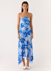 Lo Siento Midi Dress - Indigo Garden