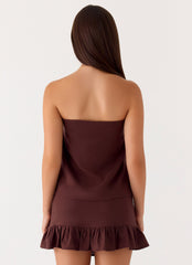 Lucie Mae Linen Mini Skirt - Chocolate Drizzle
