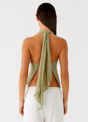 Maddox Scarf Top - Sage