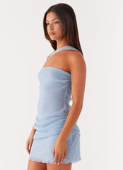 Misty Mesh Mini Dress - Pale Blue