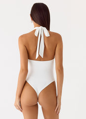 Set The Scene Halter Bodysuit - White