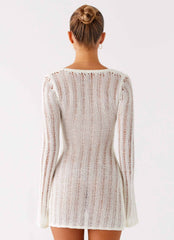 Sorelle Long Sleeve Twist Mini Dress - Ivory