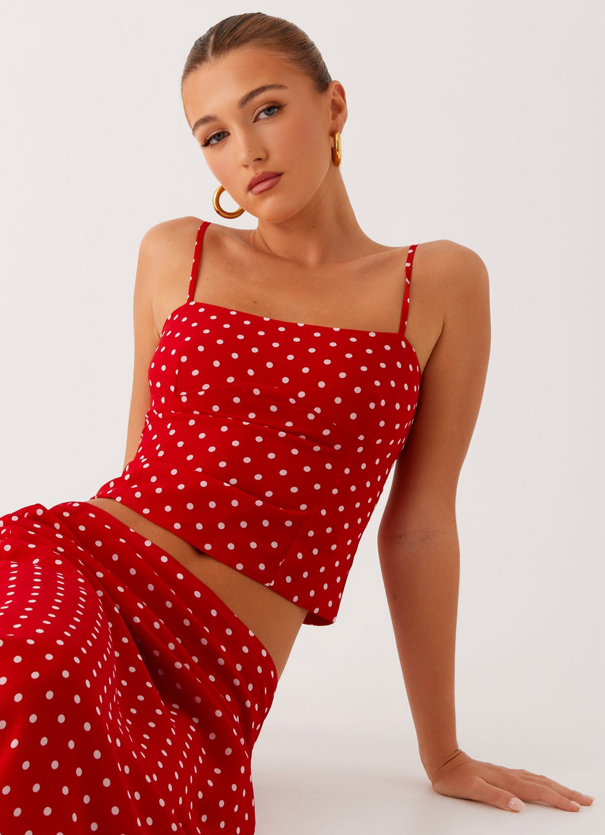 Bendita Top - Red Polka Dot