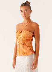 Catalina Sequin Top - Orange