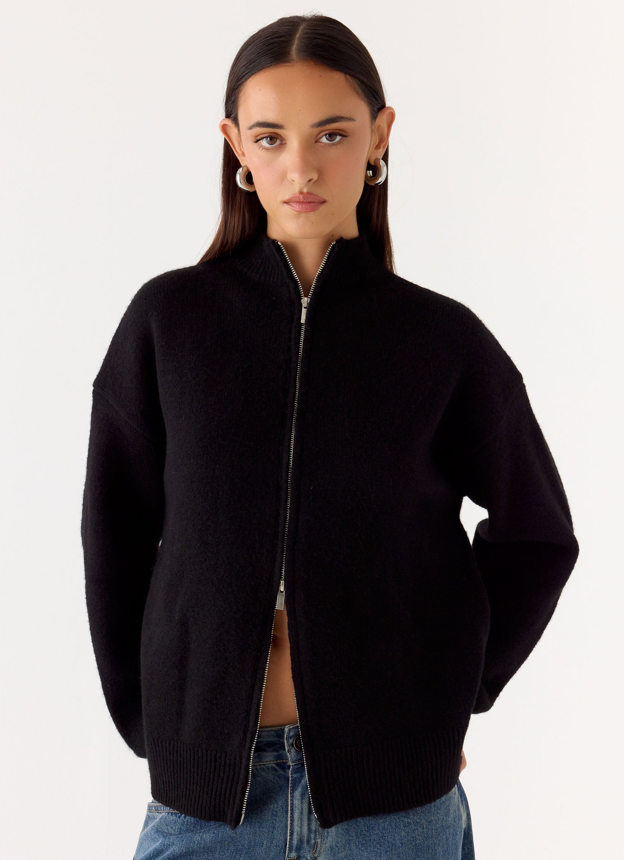 Davy Knit Zip Jacket - Black