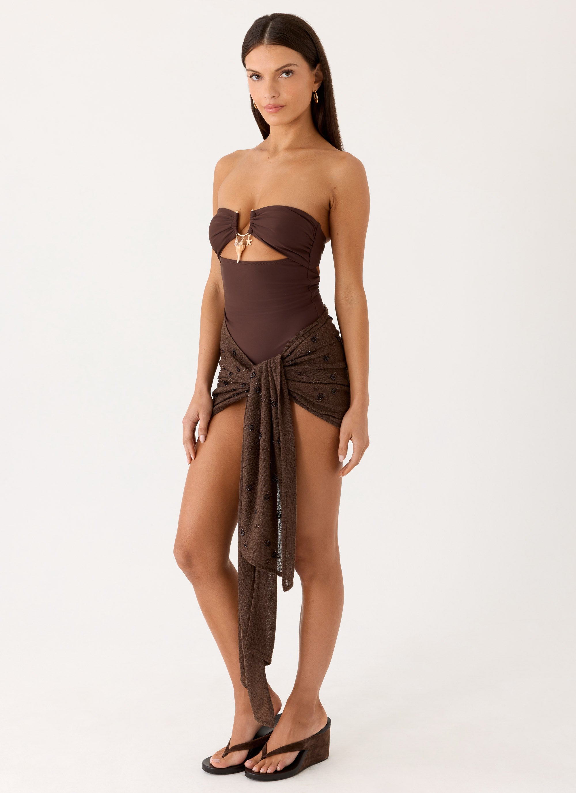 Deia Beaded Sarong - Chocolate