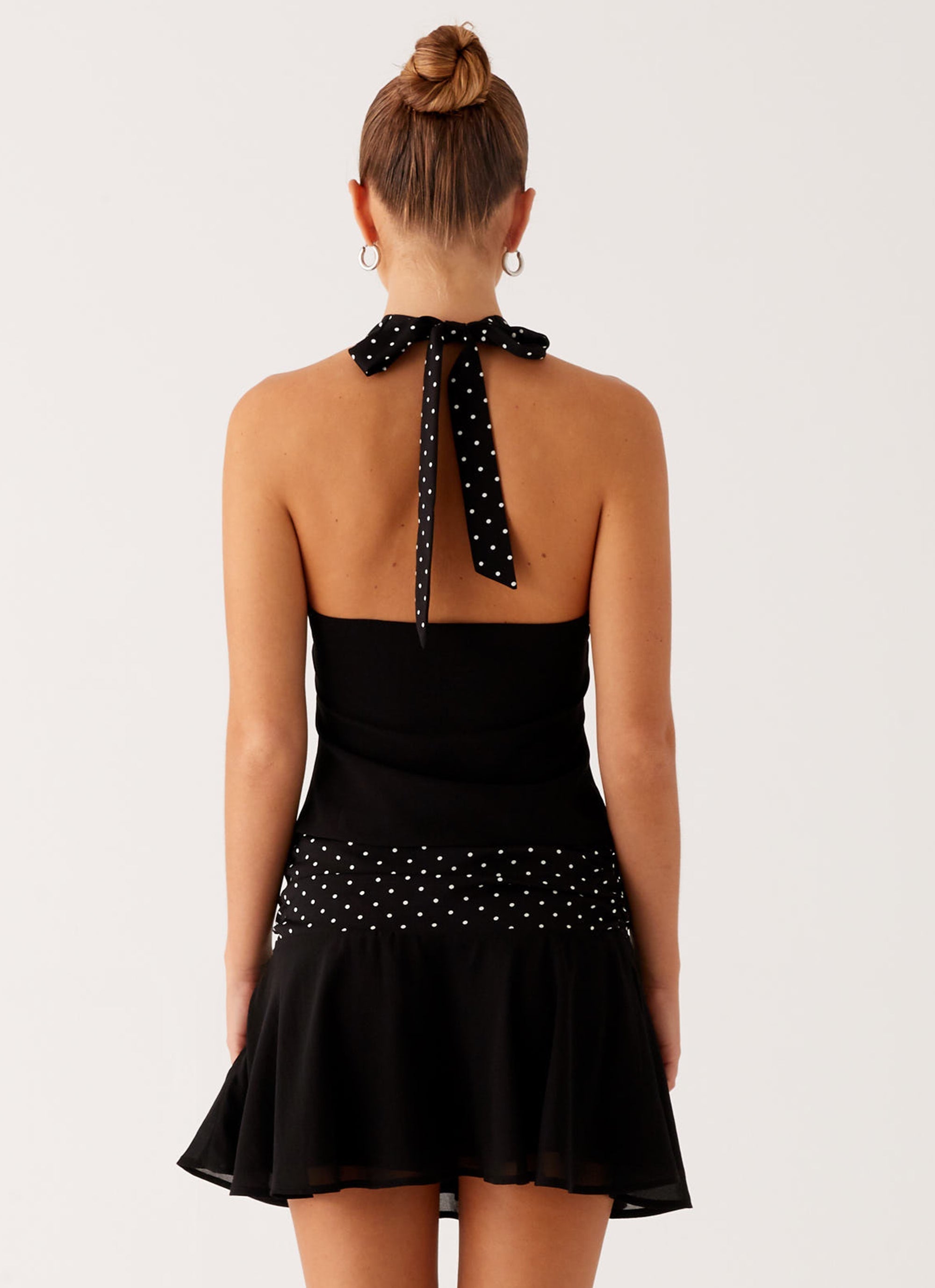 Devoted Halterneck Top - Black Polka Dot