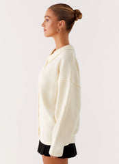 Dorian Button Knit Sweater - Ivory