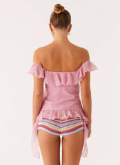 Dylan Off Shoulder Top - Pink