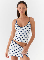 Elliot Top - Porcelain Blue Polka Dot