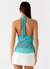 Feature Me Beaded Top - Blue