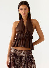 Figaro Halter Top - Chocolate