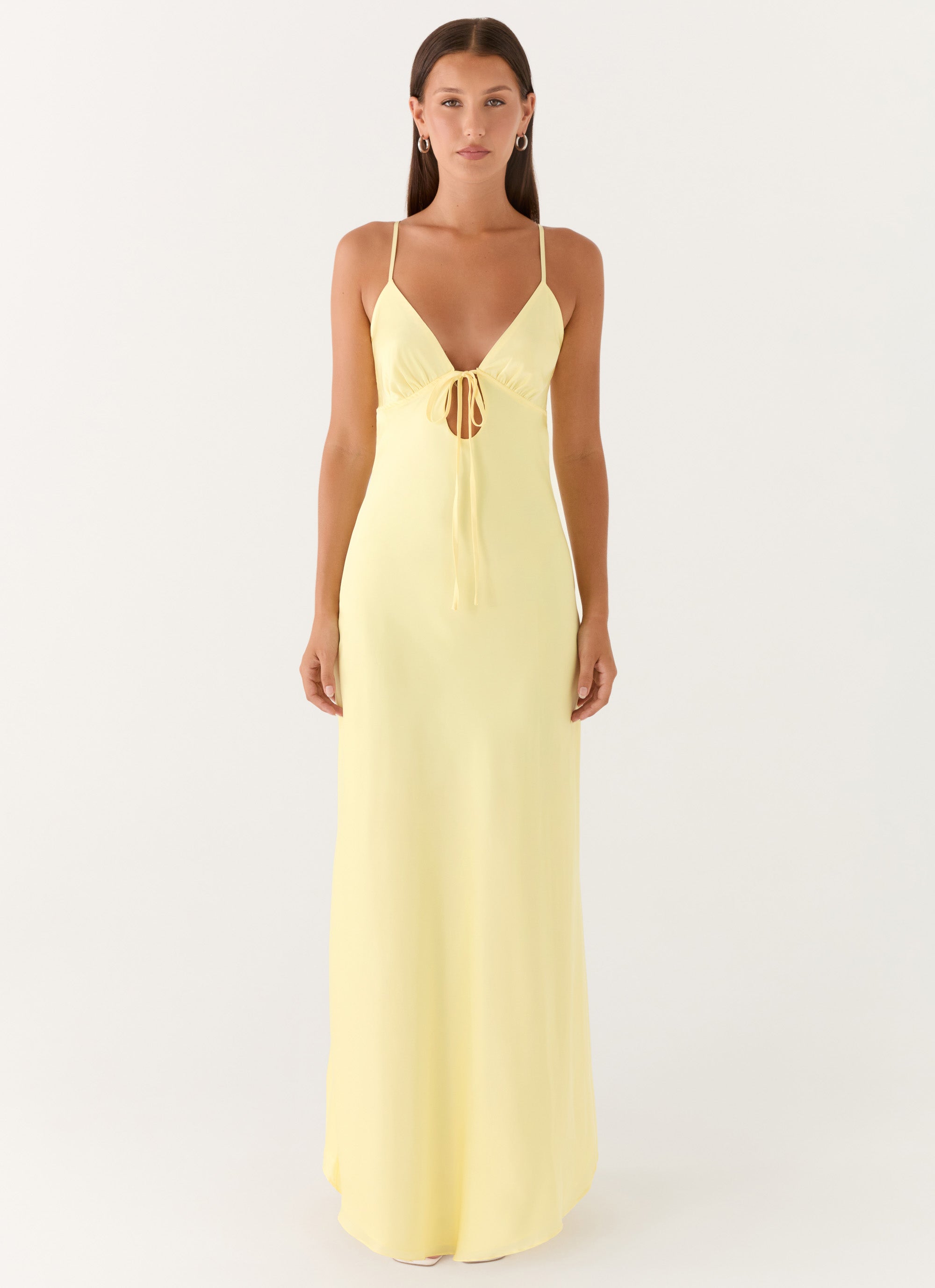 Flora Satin Maxi Dress - Lemon