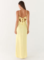 Flora Satin Maxi Dress - Lemon
