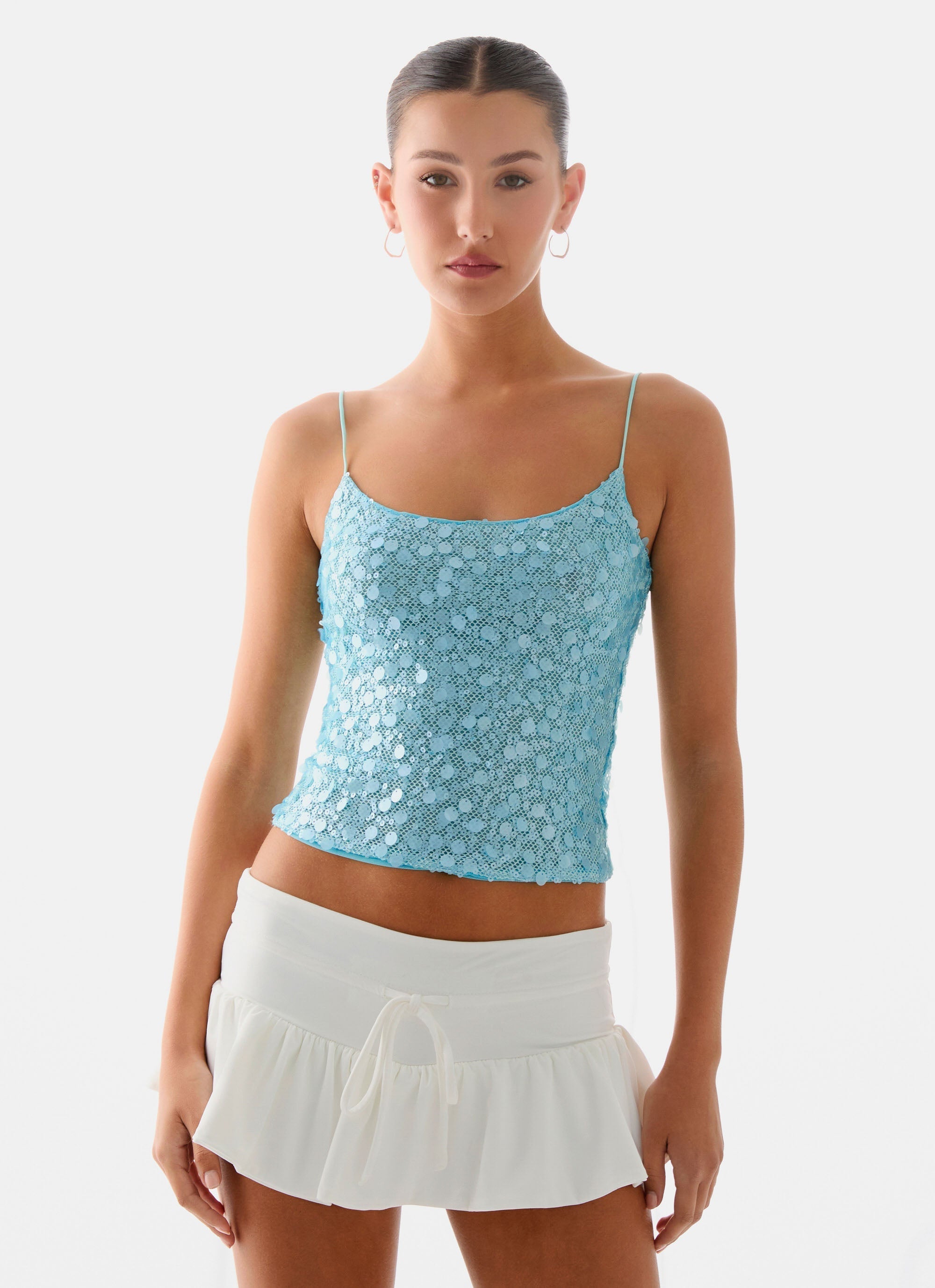 French Exit Sequin Top - Blue