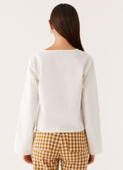 Isabelle Tie Front Top - White