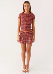 Lenore Mini Skirt - Ruby Check