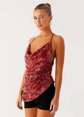 Lost In The Tide Beaded Top - Rust