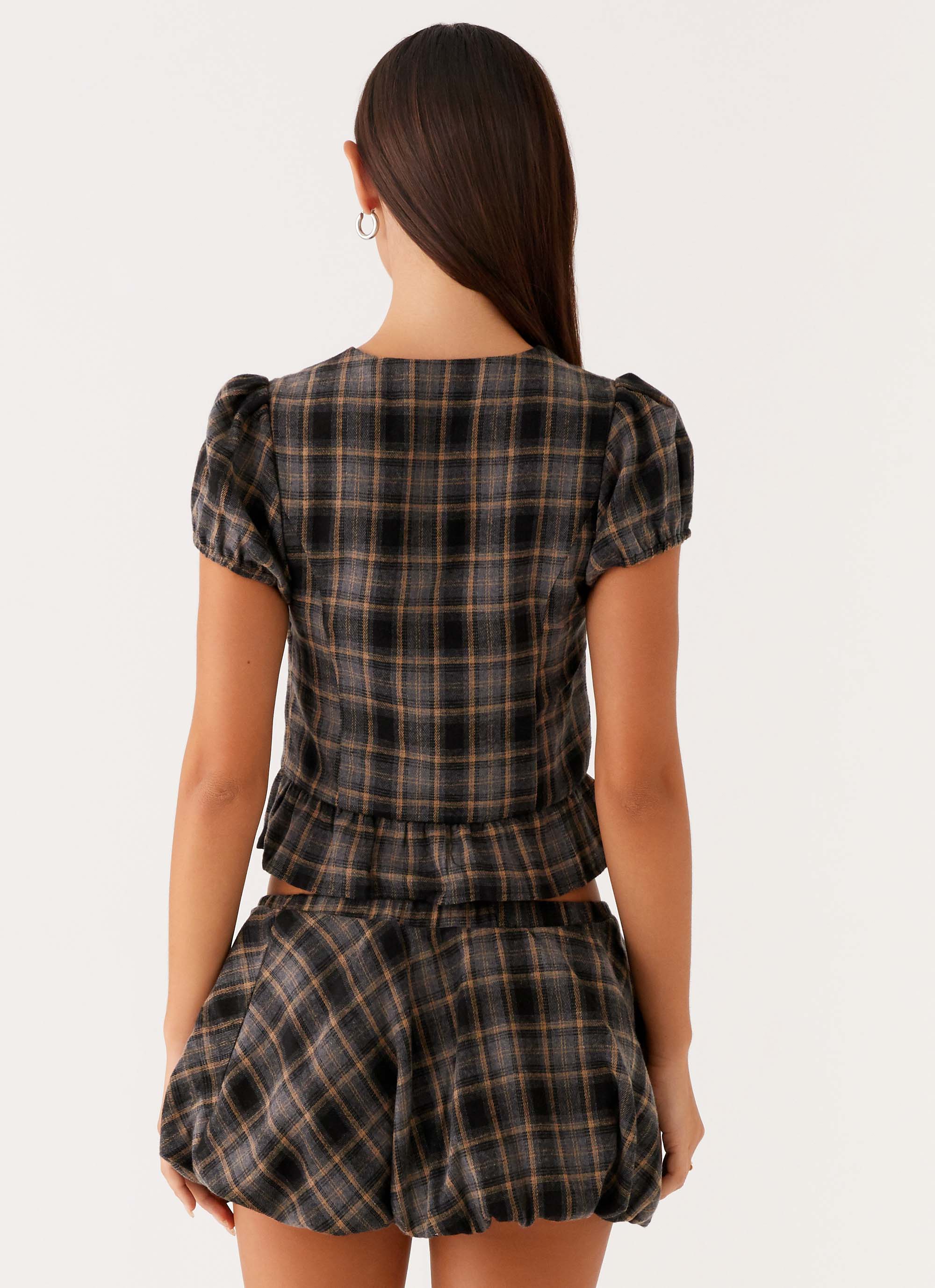 Lucia Mini Skirt - Brown Check