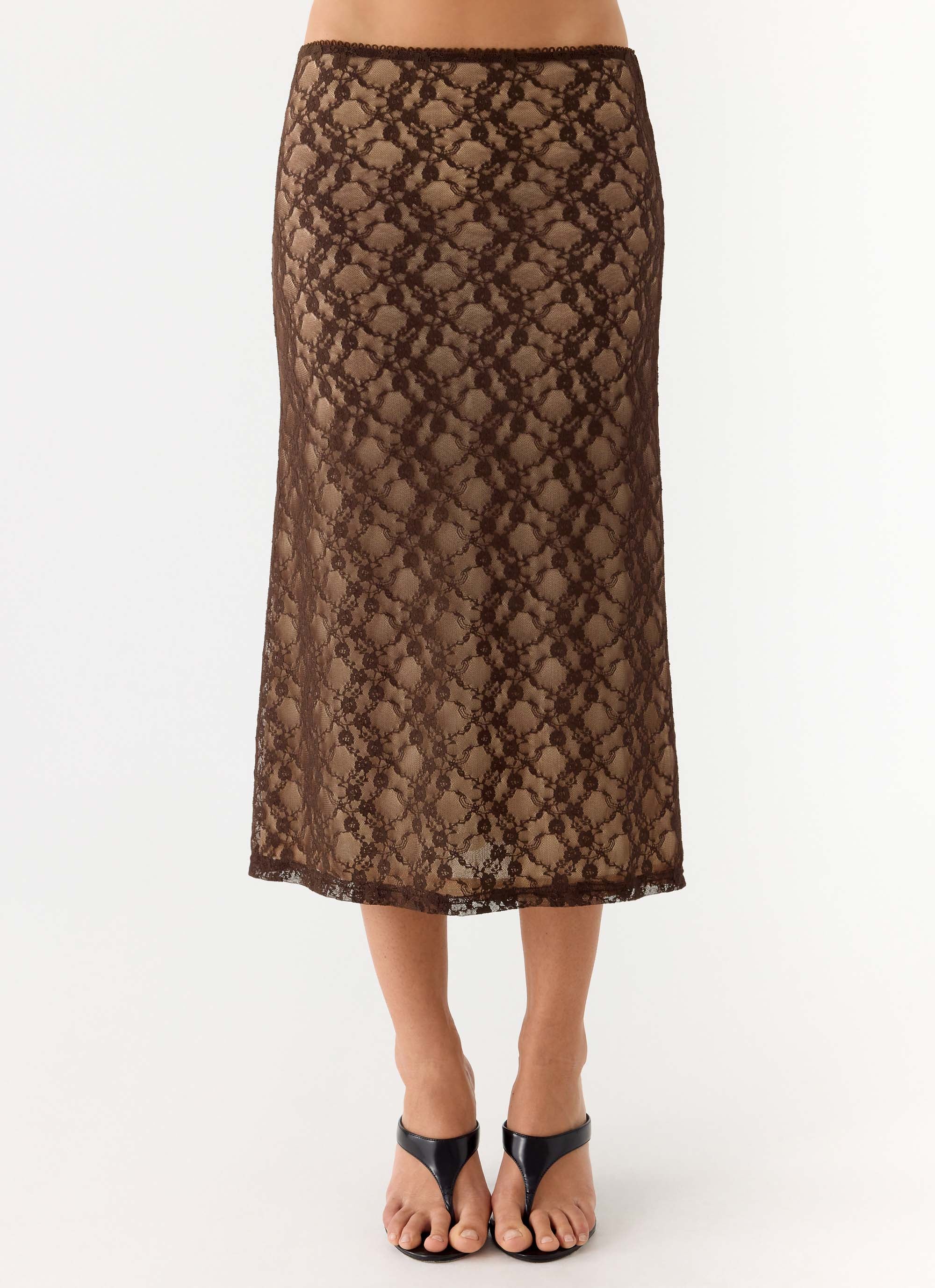 Malachie Lace Midi Skirt - Chocolate