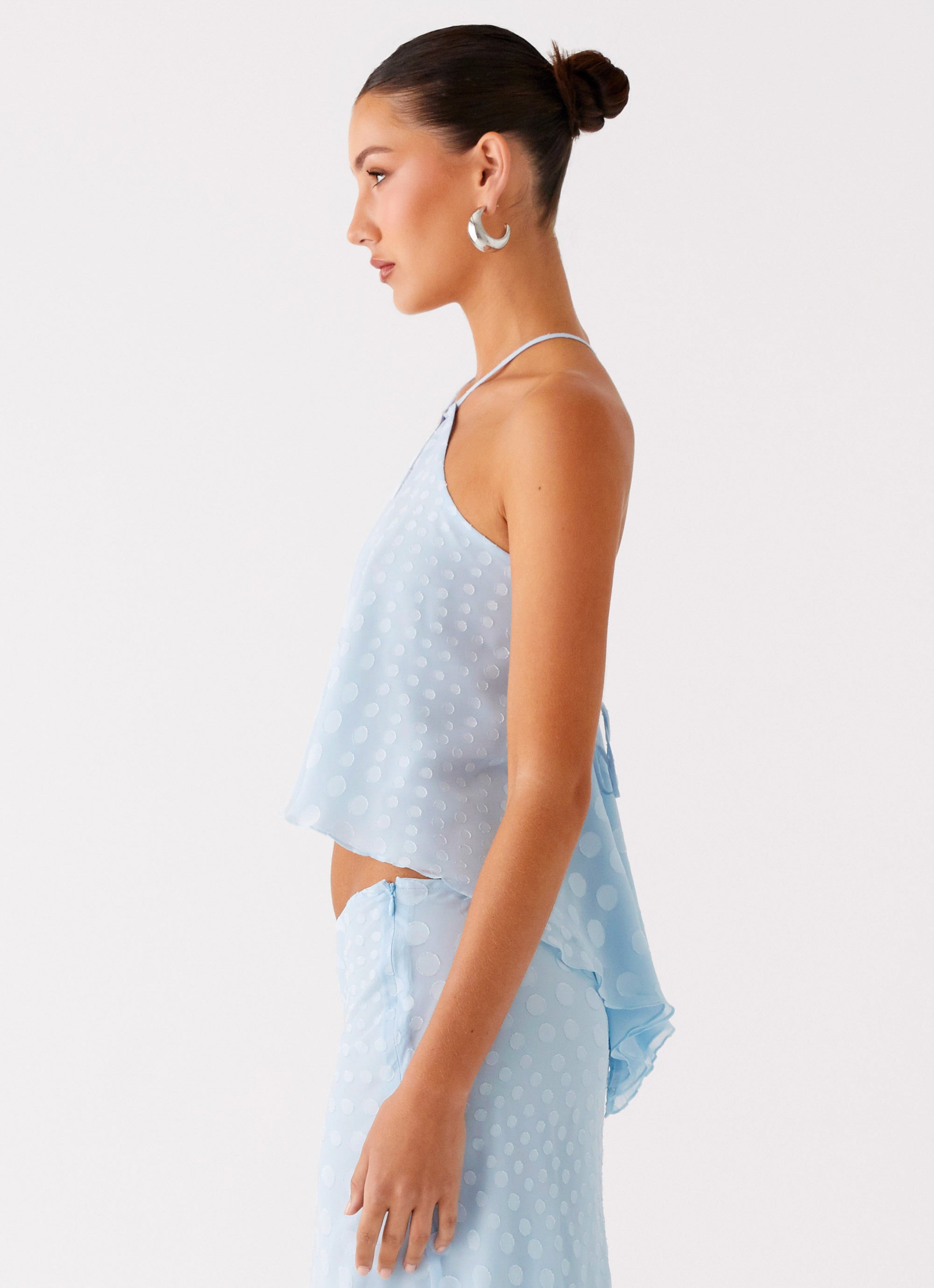 Mena Chiffon Spot Top - Blue