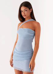 Misty Mesh Mini Dress - Pale Blue