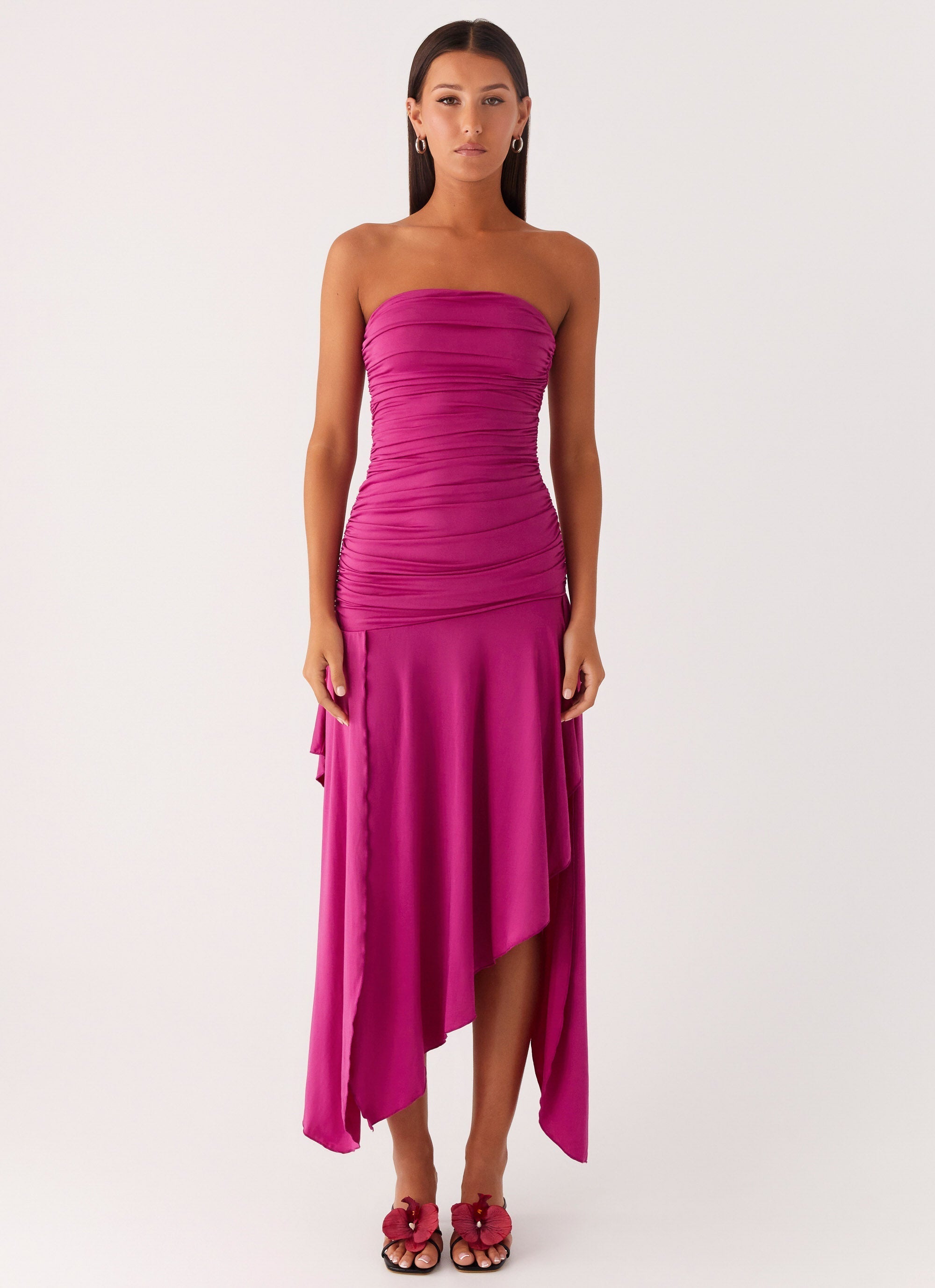 Ora Strapless Maxi Dress - Fuchsia