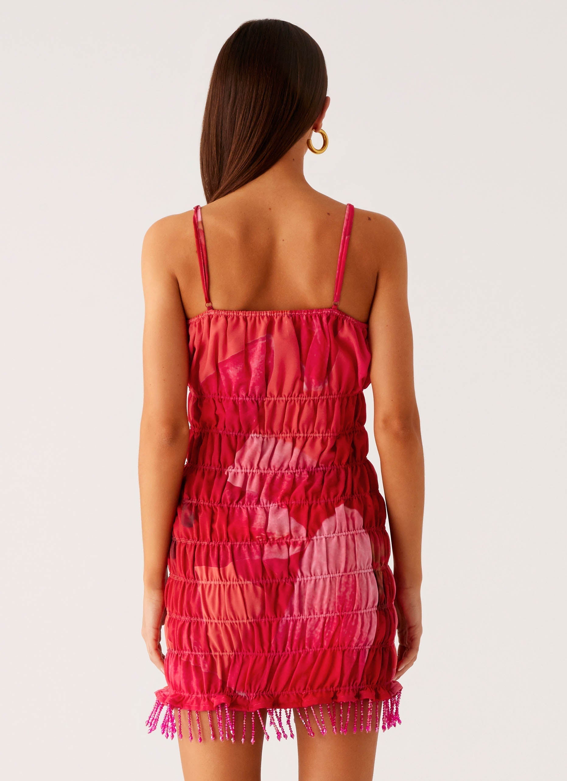 Refresh Me Chiffon Mini Dress - Peach Watermelon Flower