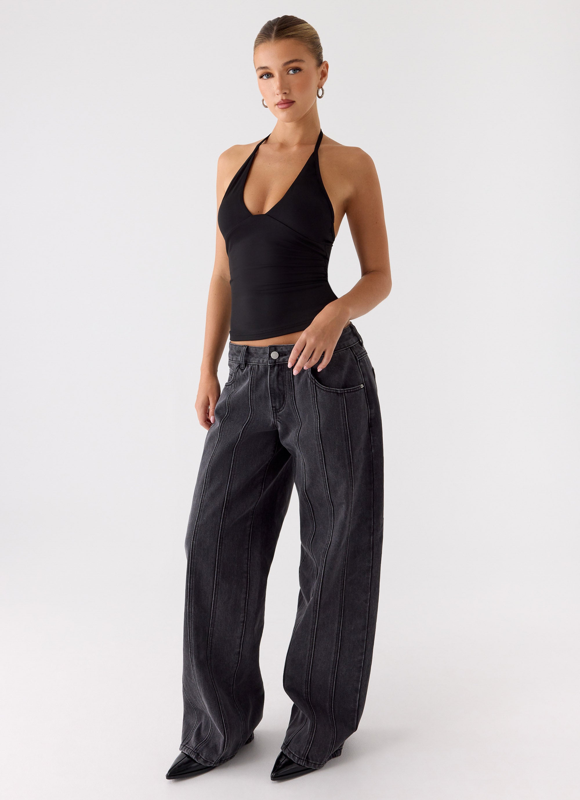 Roll Out Halter Top - Black