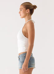 Roll Out Halter Top - White