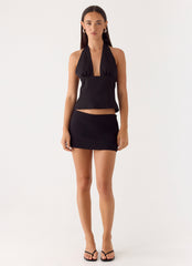 Rushing Around Halter Top - Black