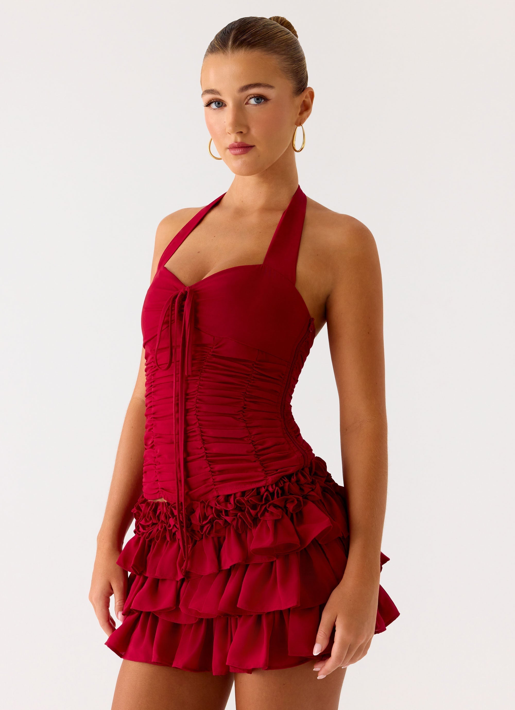 Someone Else Halter Top - Dark Cherry