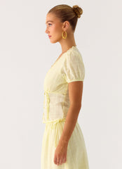 Sweet Lullaby Button Up Shirt - Lemon Yellow