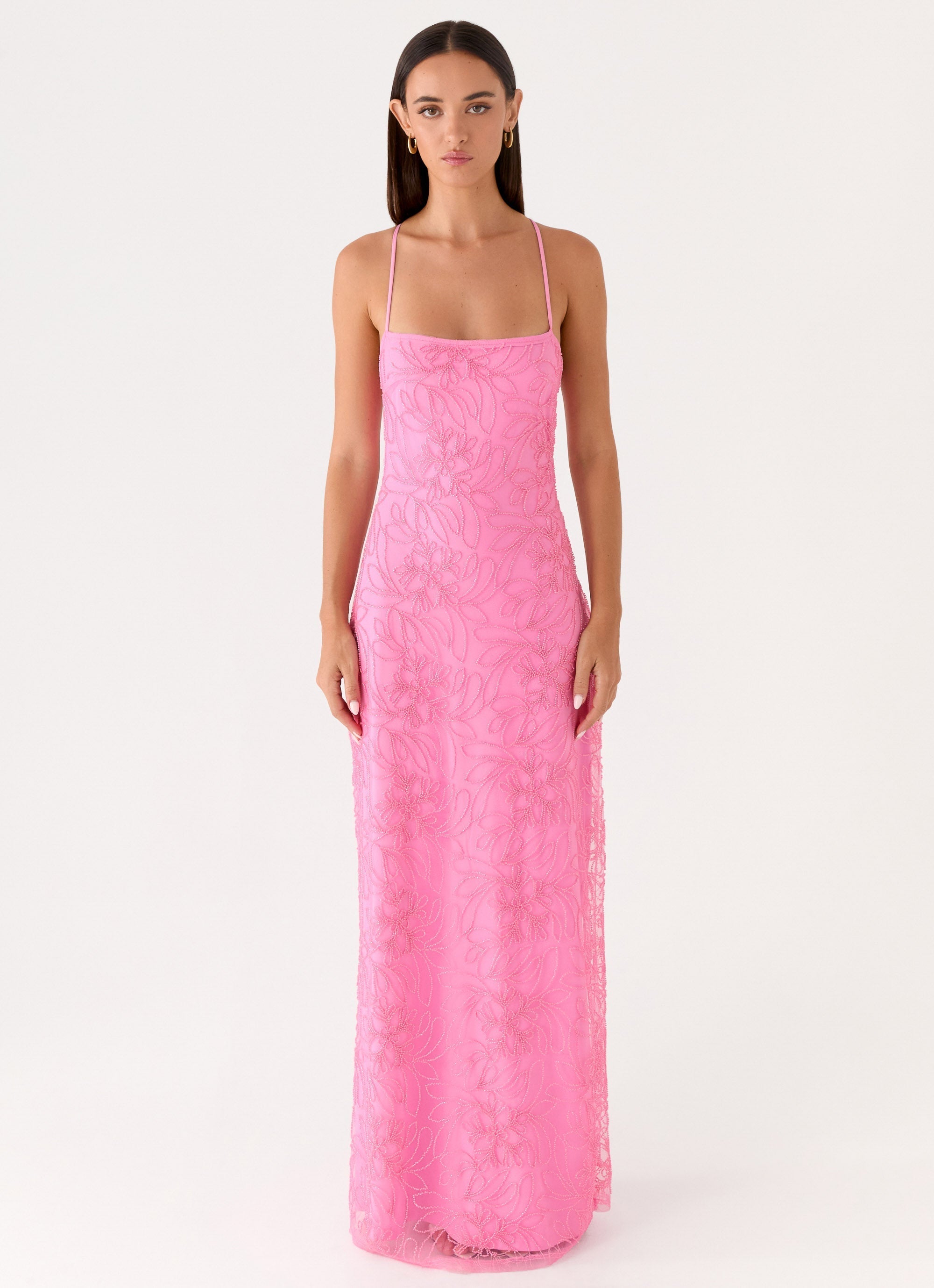 Wonyoung Beaded Maxi Dress - Pink